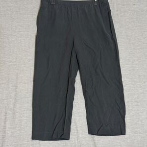 Pineapple Moon Women's Silk Cropped Pants Size M Black Elastic Waist